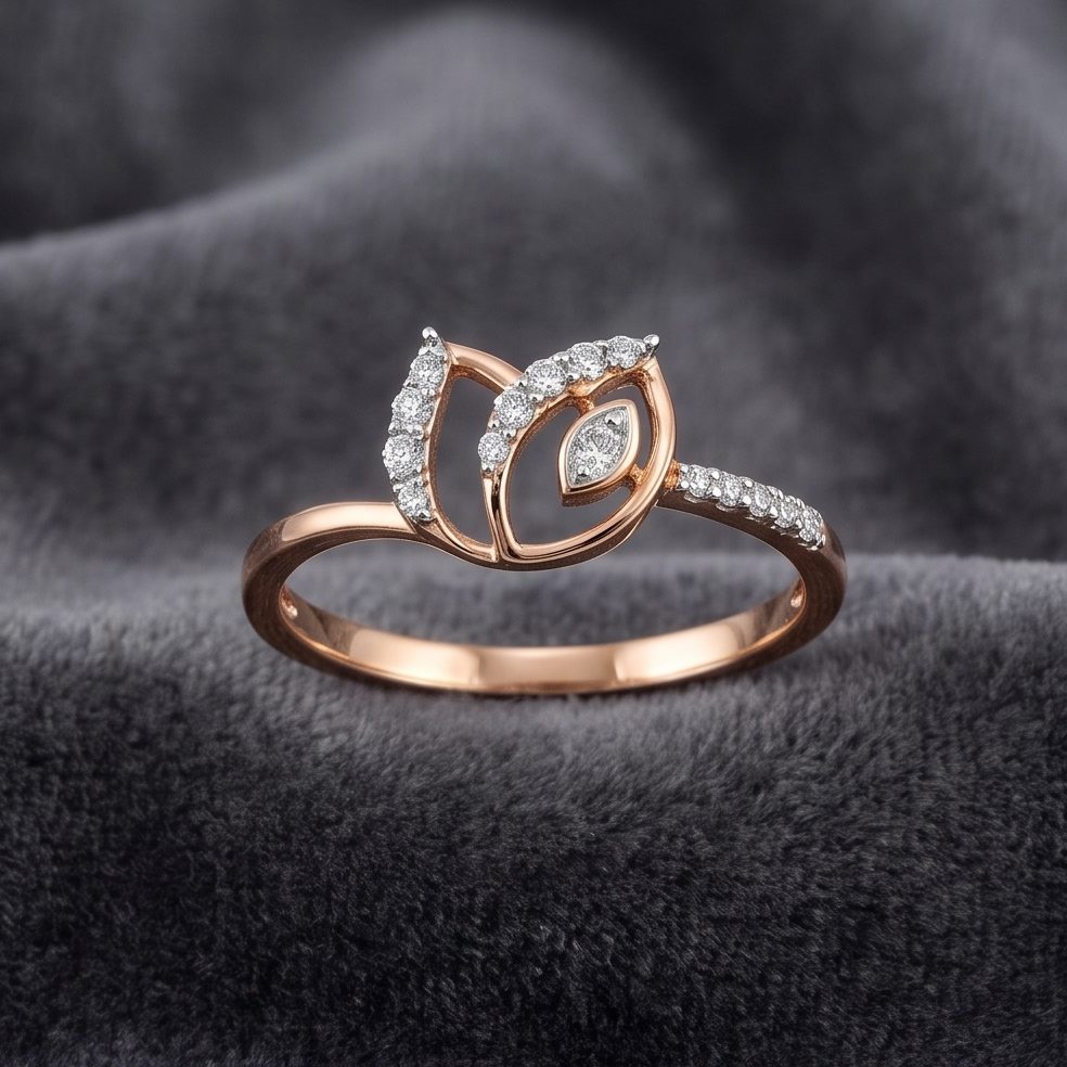 18KT Yellow Gold 0.1 Carat Round Diamond Ring | Titali Design ALR04997