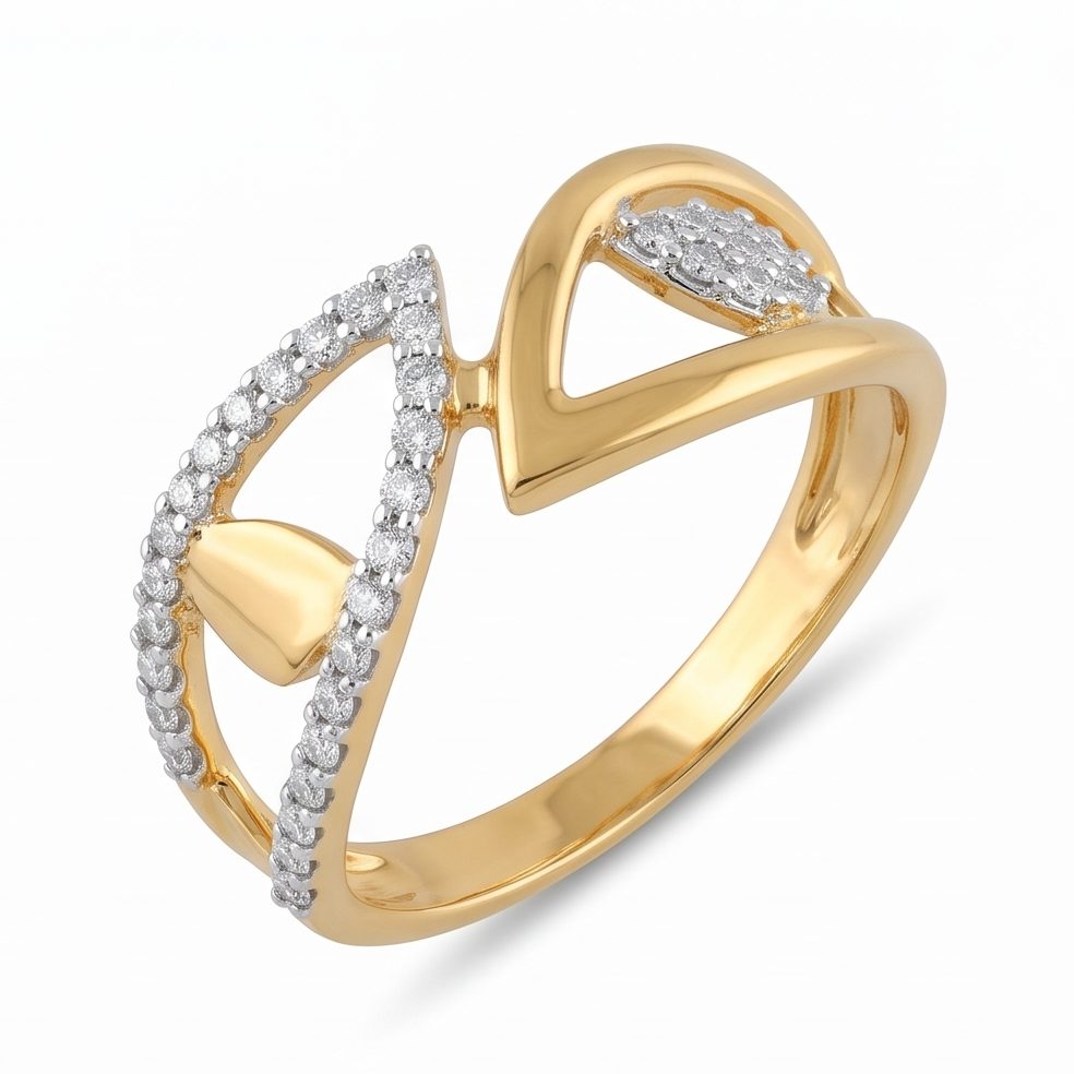 18KT Yellow Gold 0.21 Carat Round Diamond Ring | Titali Design LR-20684/A