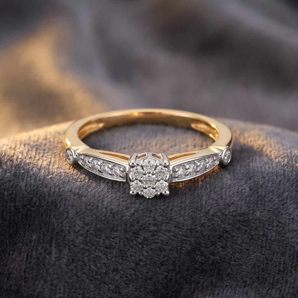 18KT Yellow Gold 0.27 Carat Round Diamond Ring | Titali Design LR-21539