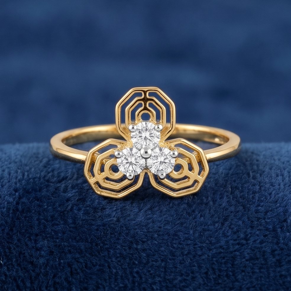 18KT Yellow Gold 0.23 Carat Round Diamond Ring | Titali Design LR-21538