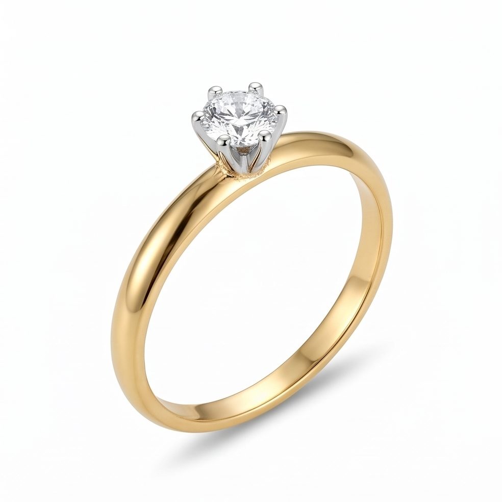 18KT Yellow Gold 0.31 Carat Round Diamond Ring | Titali Design LR-21293