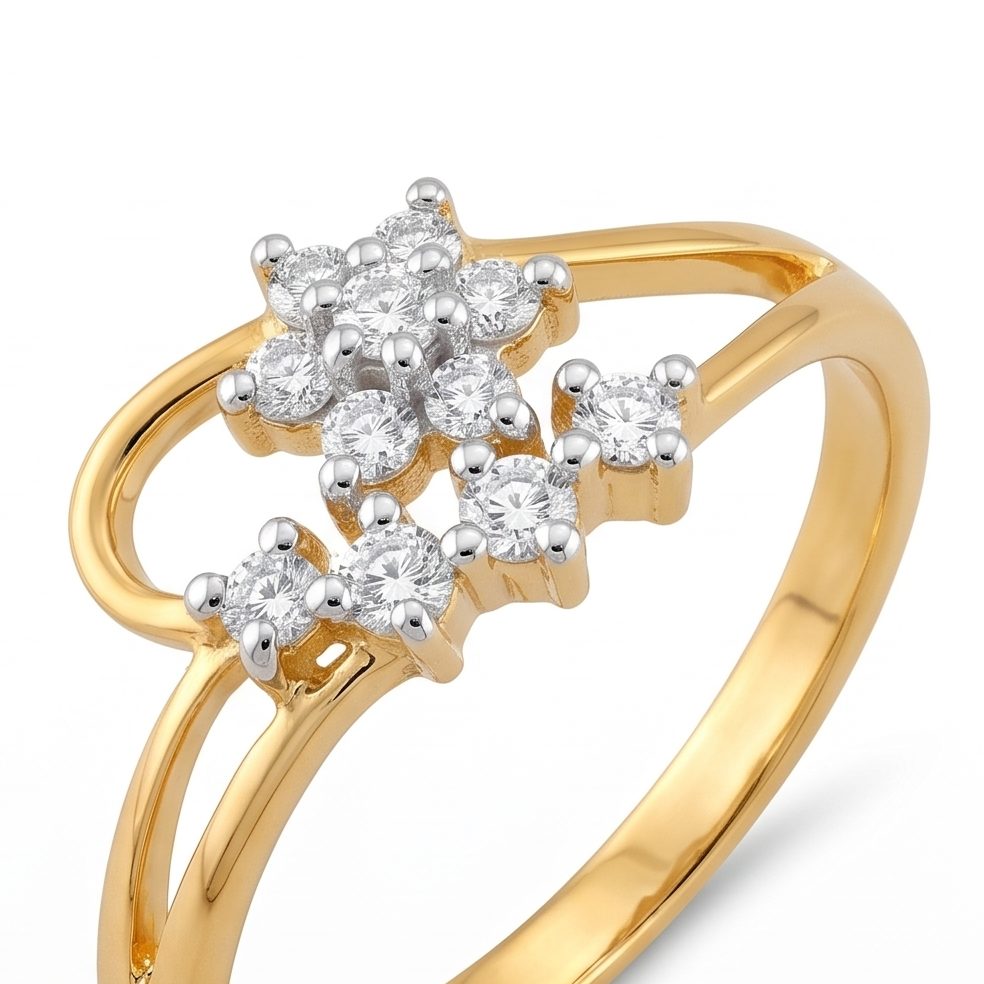 18KT Yellow Gold 0.17 Carat Round Diamond Ring | Titali Design LR-21159