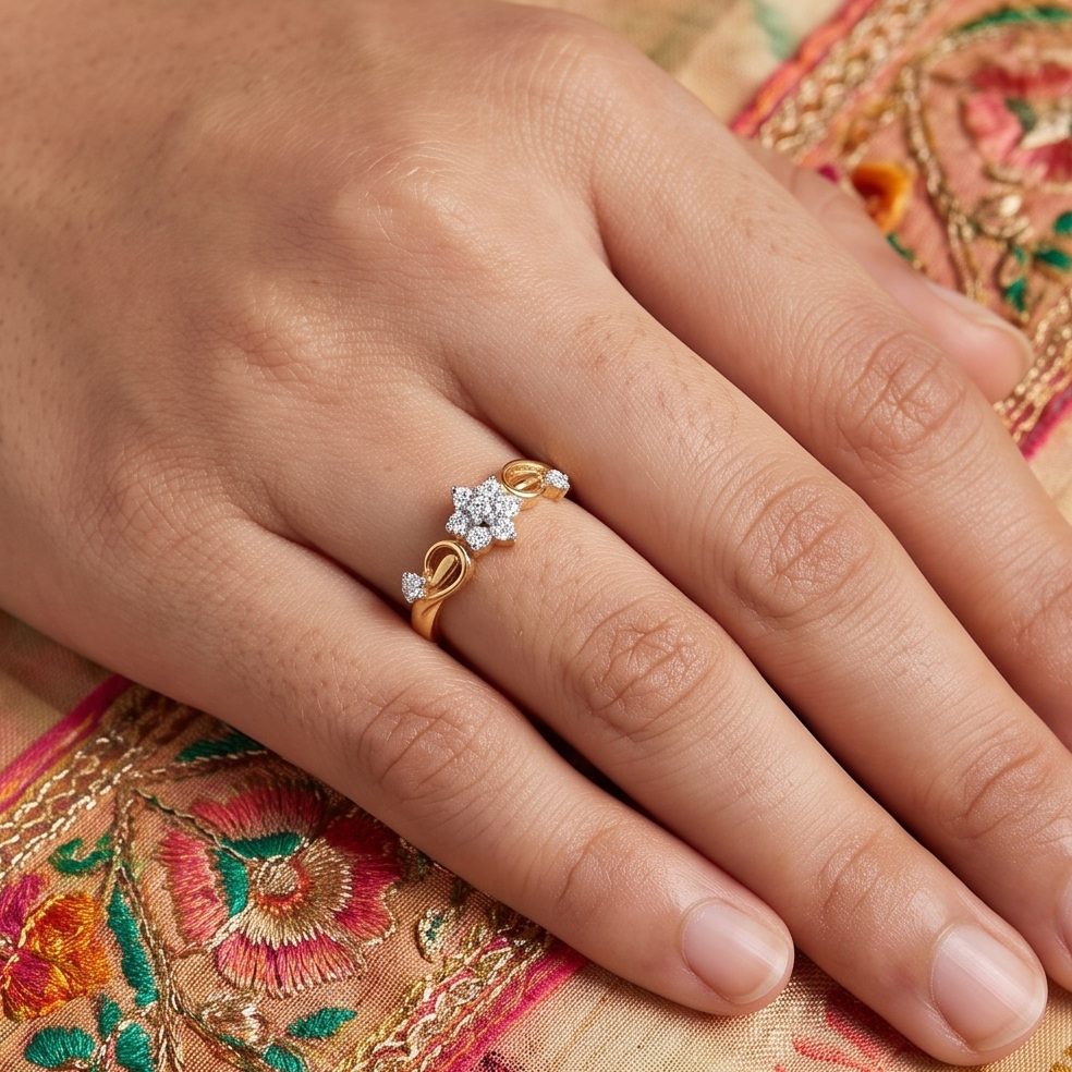18KT Yellow Gold 0.31 Carat Round Diamond Ring | Titali Design LR-21157