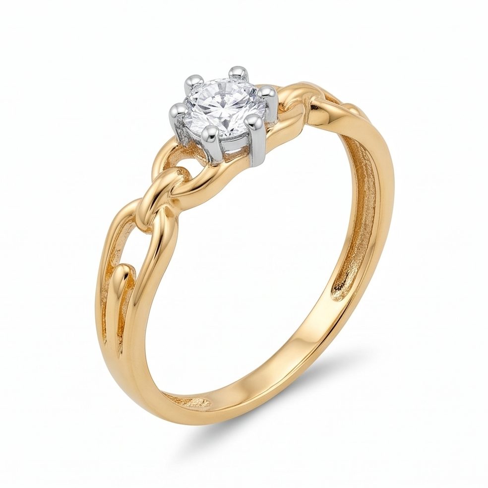 18KT Yellow Gold 0.2 Carat Round Diamond Ring | Titali Design LR-21249