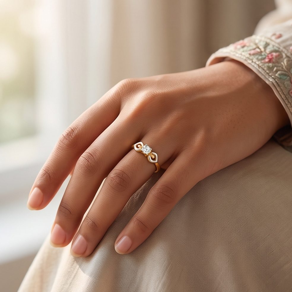 18KT Yellow Gold 0.14 Carat Round Diamond Ring | Titali Design LR-21111