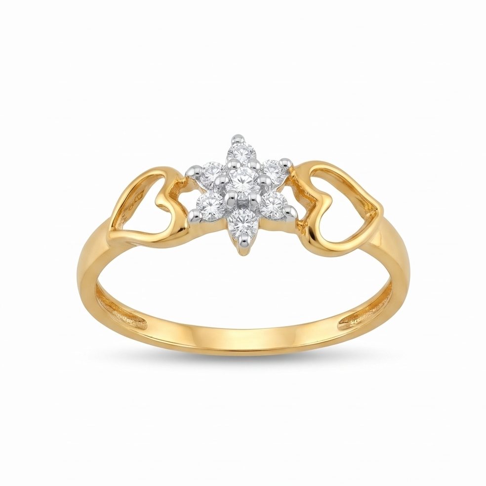 18KT Yellow Gold 0.14 Carat Round Diamond Ring | Titali Design LR-21152