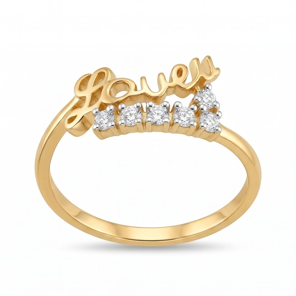 18KT Yellow Gold 0.1 Carat Round Diamond Ring | Titali Design LR-21518