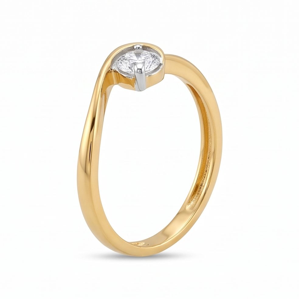 18KT Yellow Gold 0.16 Carat Round Diamond Ring | Titali Design LR-21117