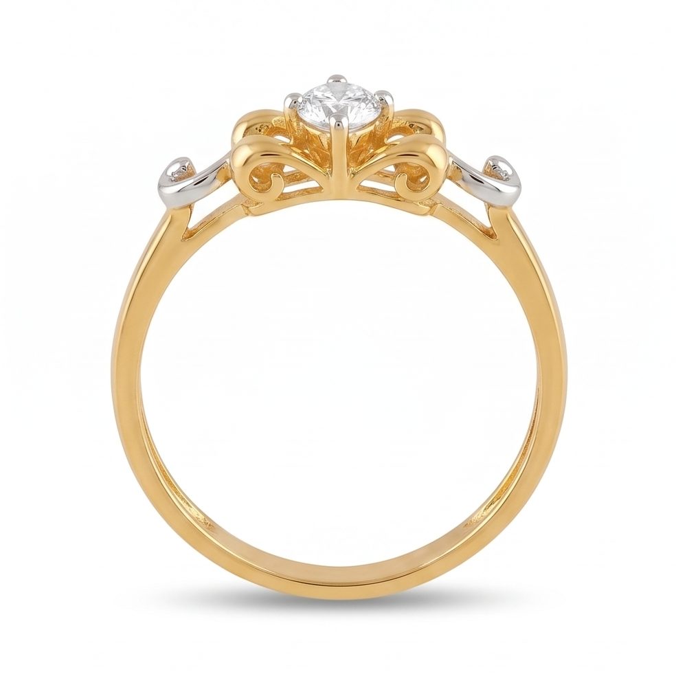 18KT Yellow Gold 0.14 Carat Round Diamond Ring | Titali Design LR-21115