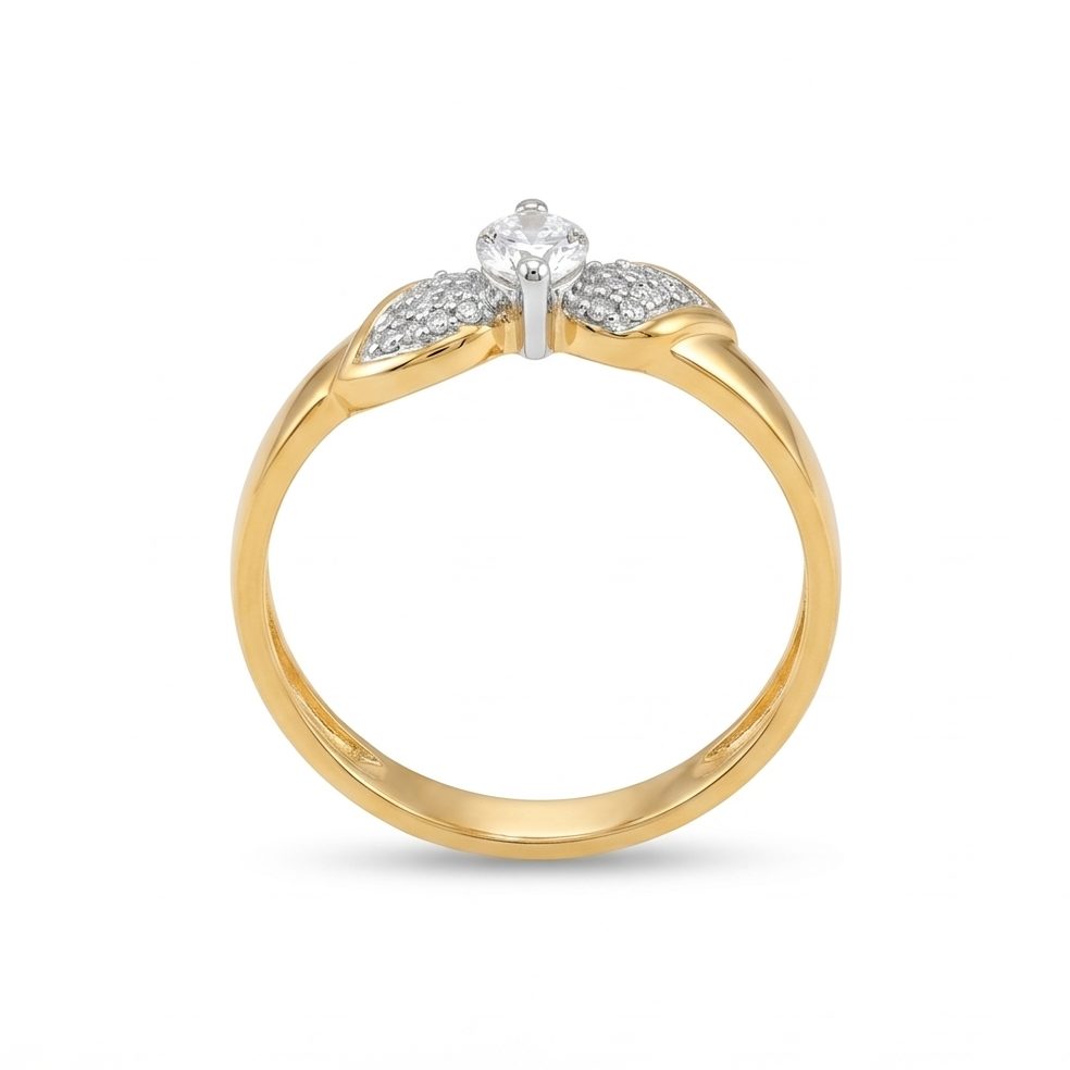 18KT Yellow Gold 0.14 Carat Round Diamond Ring | Titali Design LR-21112