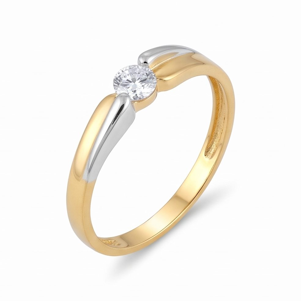 18KT Yellow Gold 0.16 Carat Round Diamond Ring | Titali Design LR-21113