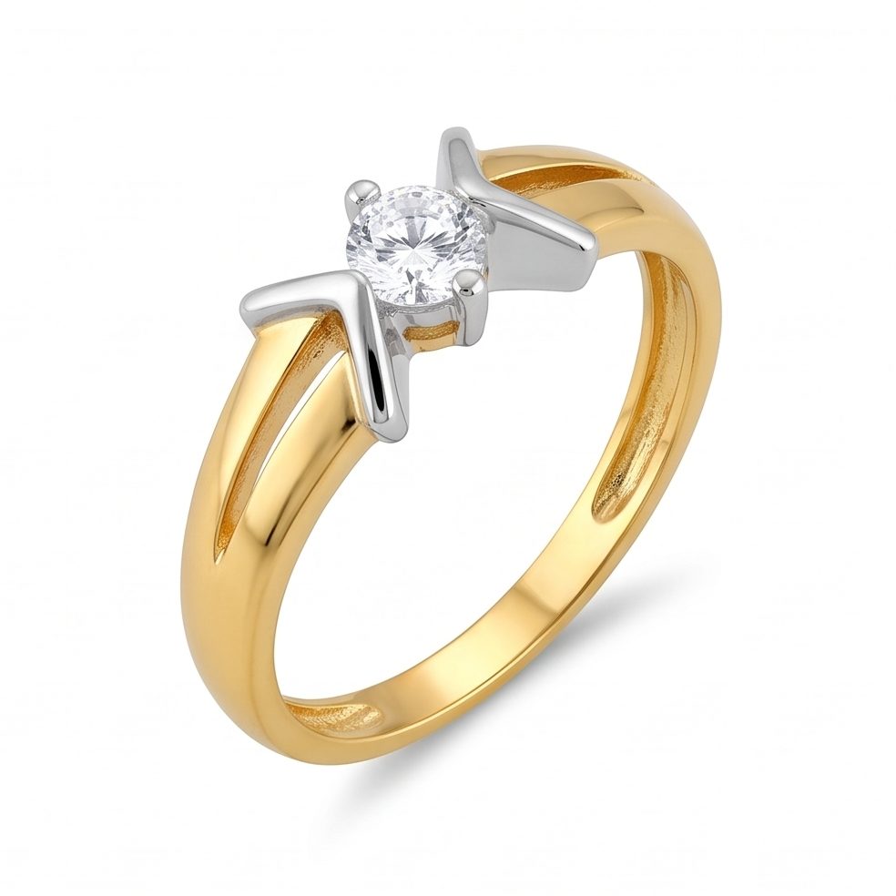 18KT Yellow Gold 0.14 Carat Round Diamond Ring | Titali Design LR-21123
