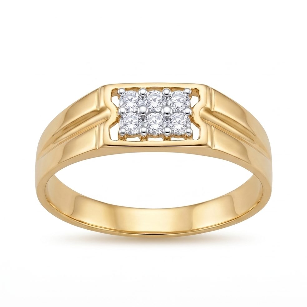 18KT Yellow Gold 0.19 Carat Round Diamond Ring | Titali Design GR-20702/C