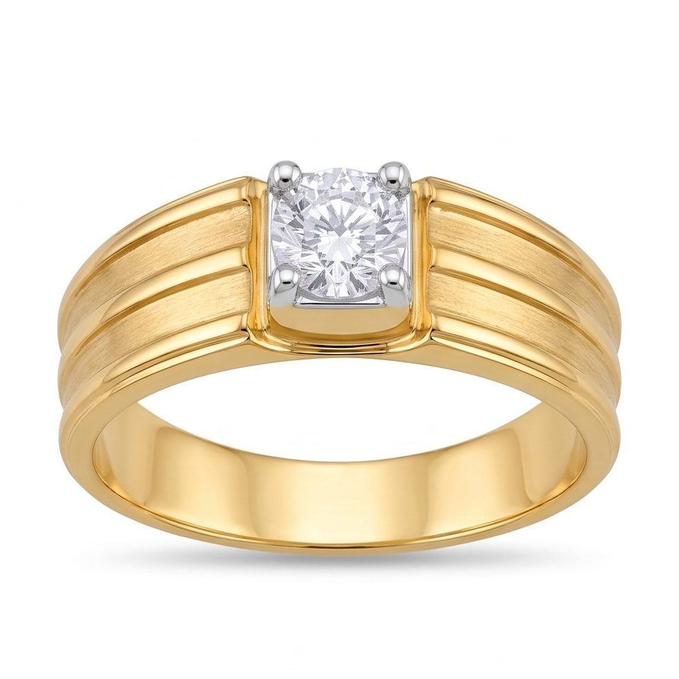 18KT Yellow Gold 0.49 Carat Round Diamond Ring | Titali Design GR-21416