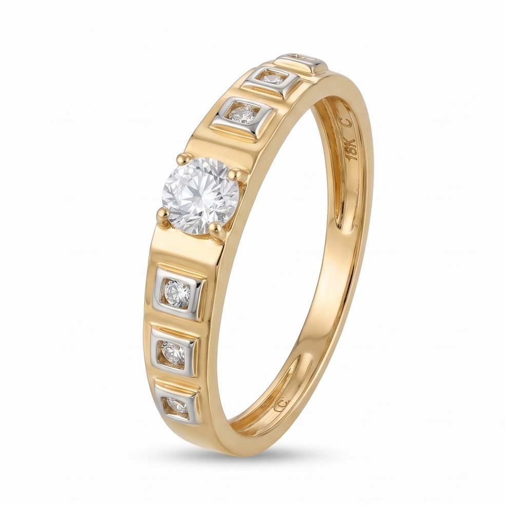 18KT Yellow Gold 0.32 Carat Round Diamond Ring | Titali Design GR-21330