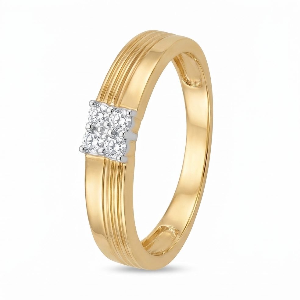 18KT Yellow Gold 0.17 Carat Round Diamond Ring | Titali Design GR-20709