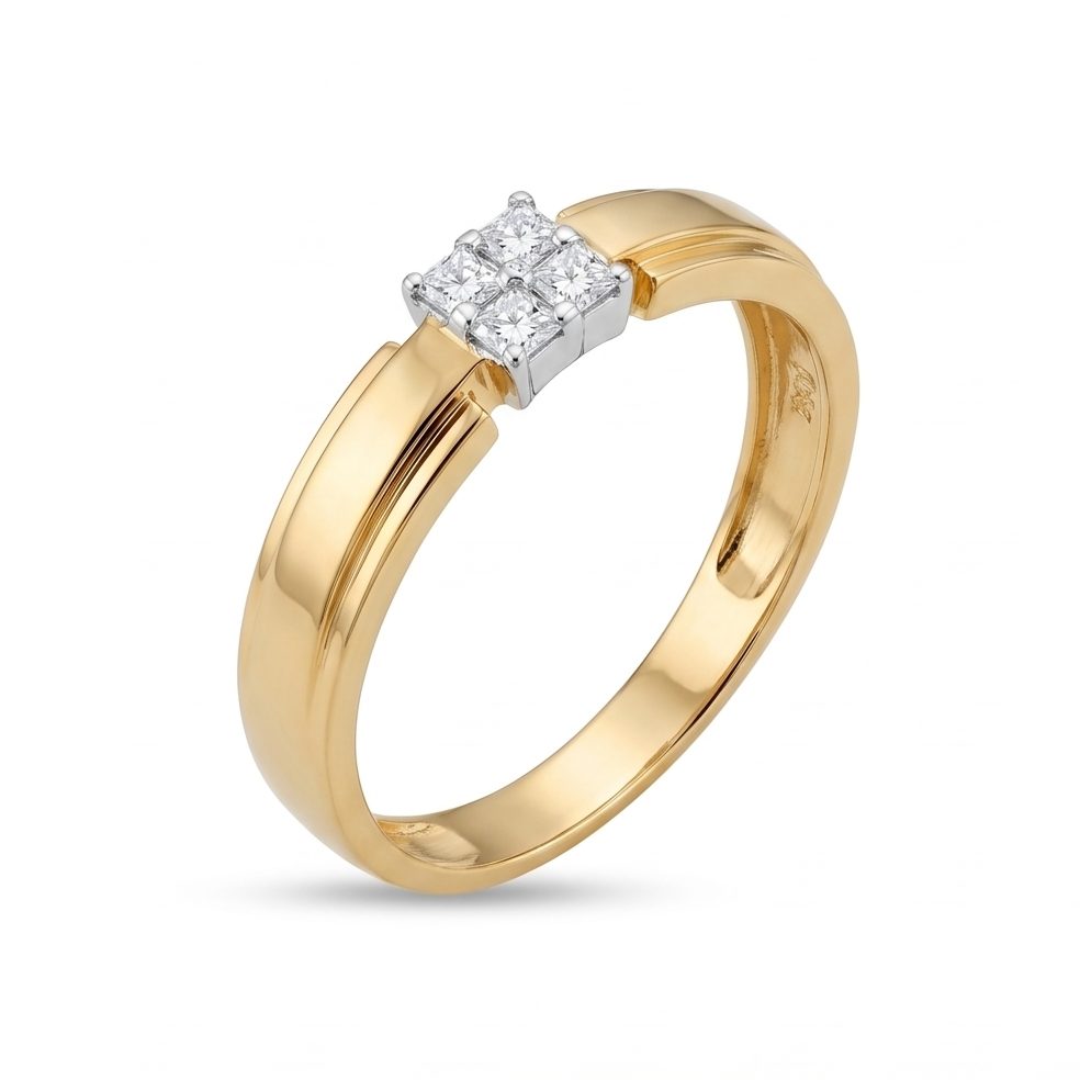 18KT Yellow Gold 0.18 Carat Round Diamond Ring | Titali Design GR-20705/C