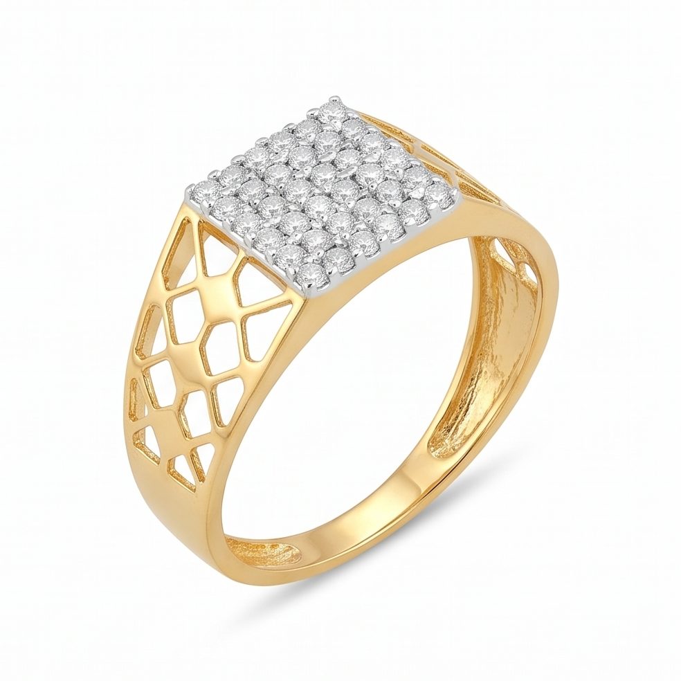 18KT Yellow Gold 0.53 Carat Round Diamond Ring | Titali Design GR-21996