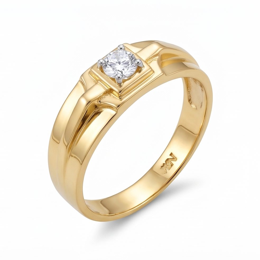 18KT Yellow Gold 0.24 Carat Round Diamond Ring | Titali Design GR-21237