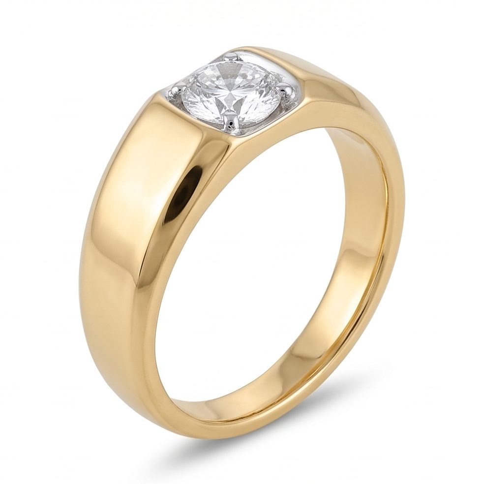 18KT Yellow Gold 0.7 Carat Round Diamond Ring | Titali Design GR-1628