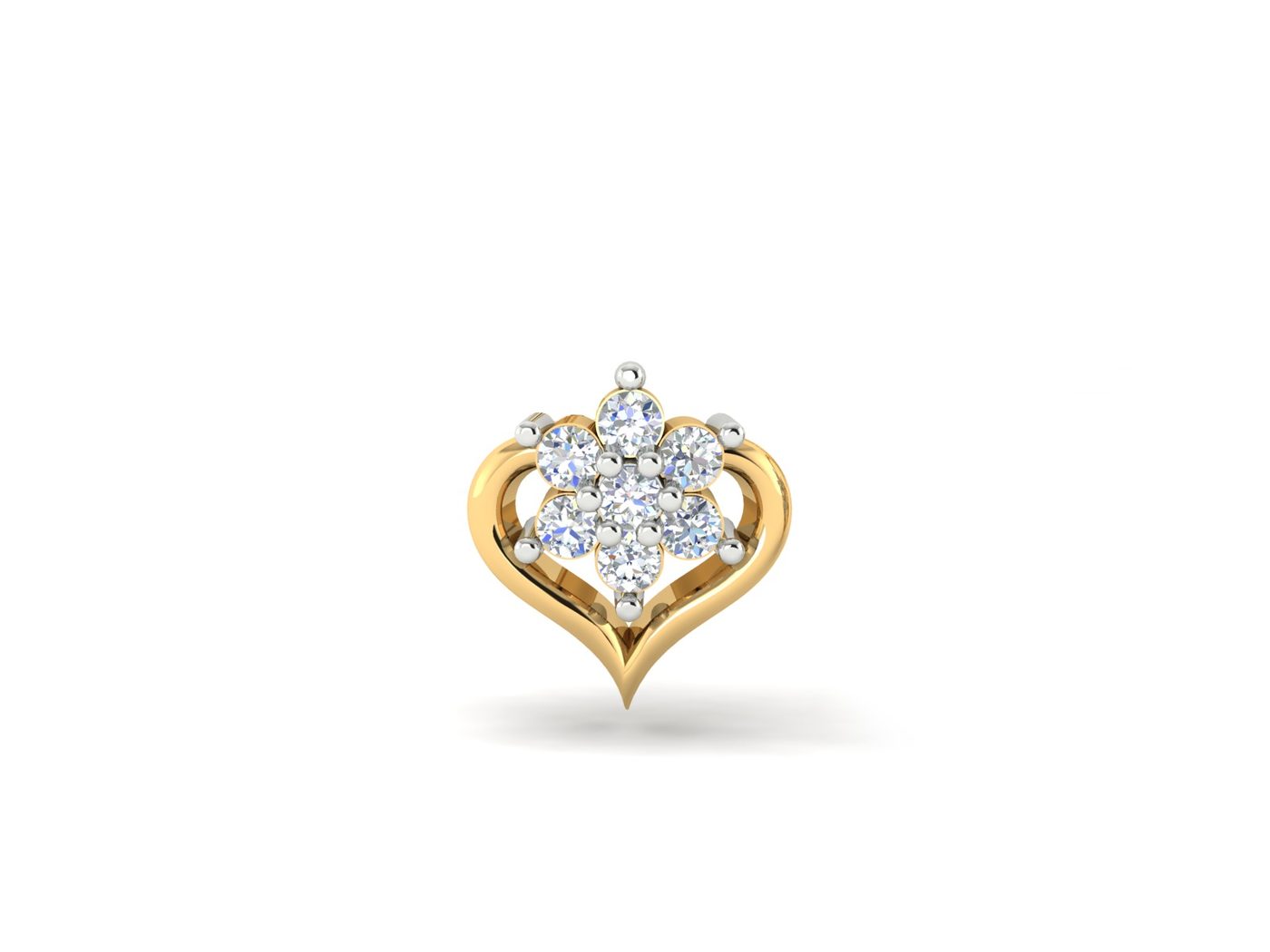 18KT Yellow Gold 0.1 Carat Round Diamond Nose Pin | Titali Design NPP-21763