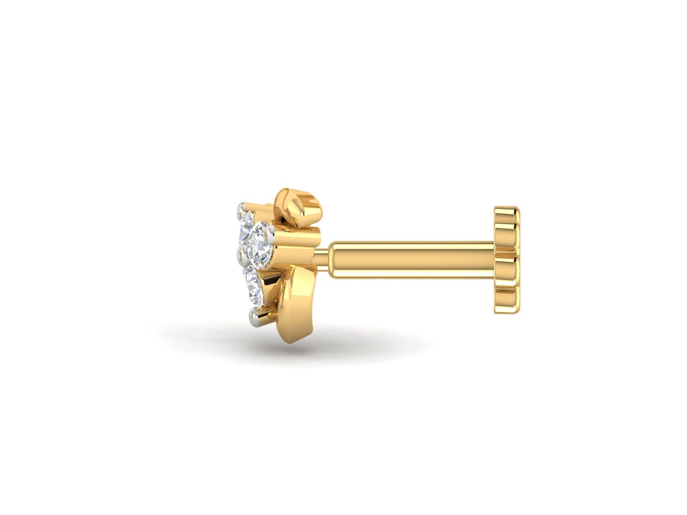 18KT Yellow Gold 0.07 Carat Round Diamond Nose Pin | Titali Design NPP-21270