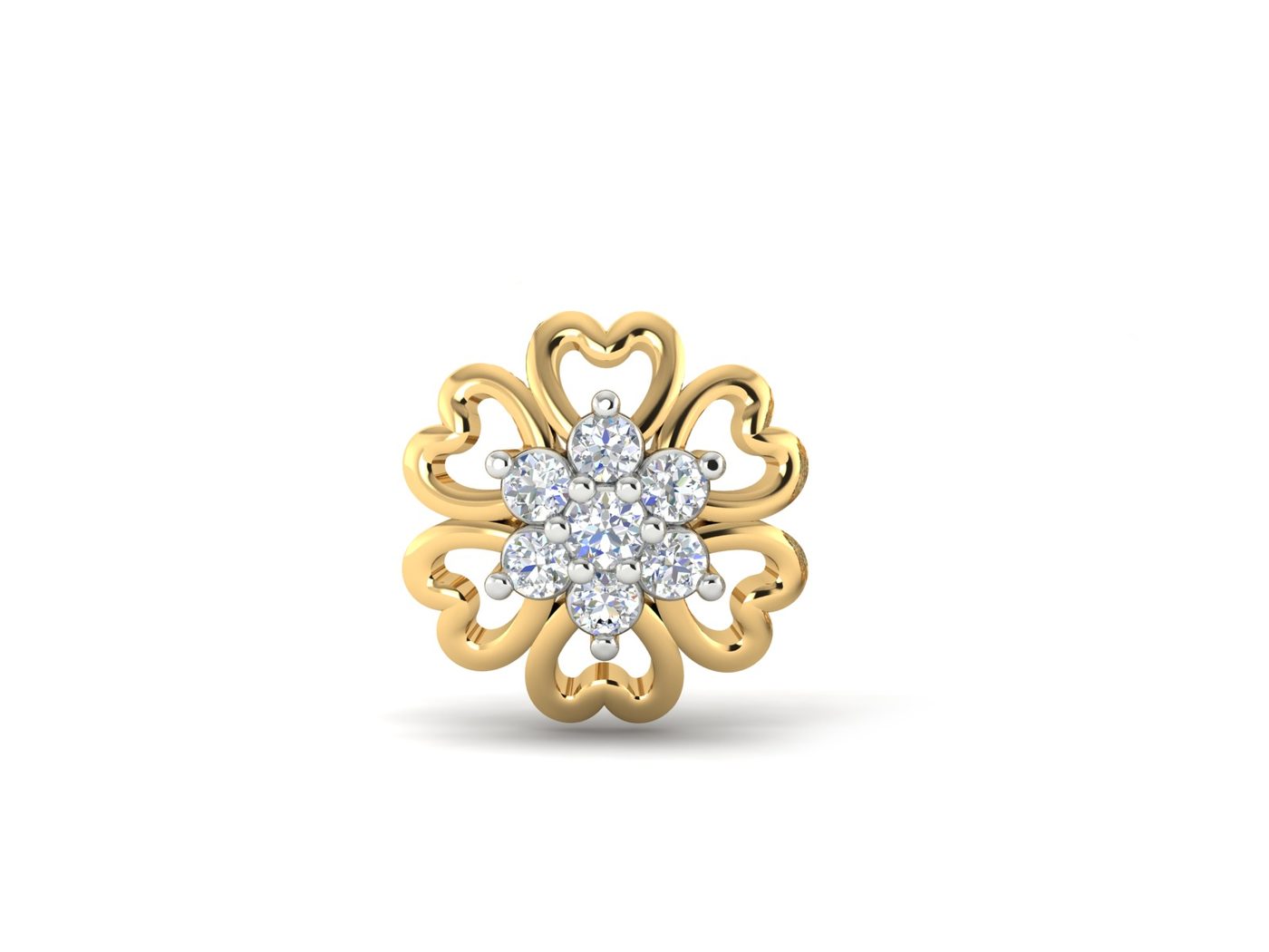 18KT Yellow Gold 0.11 Carat Round Diamond Nose Pin | Titali Design NPP-21730
