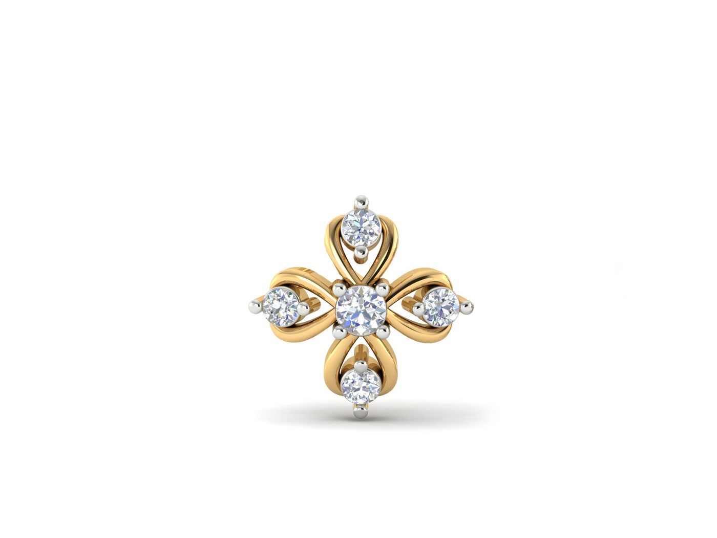 18KT Yellow Gold 0.09 Carat Round Diamond Nose Pin | Titali Design NPP-21754