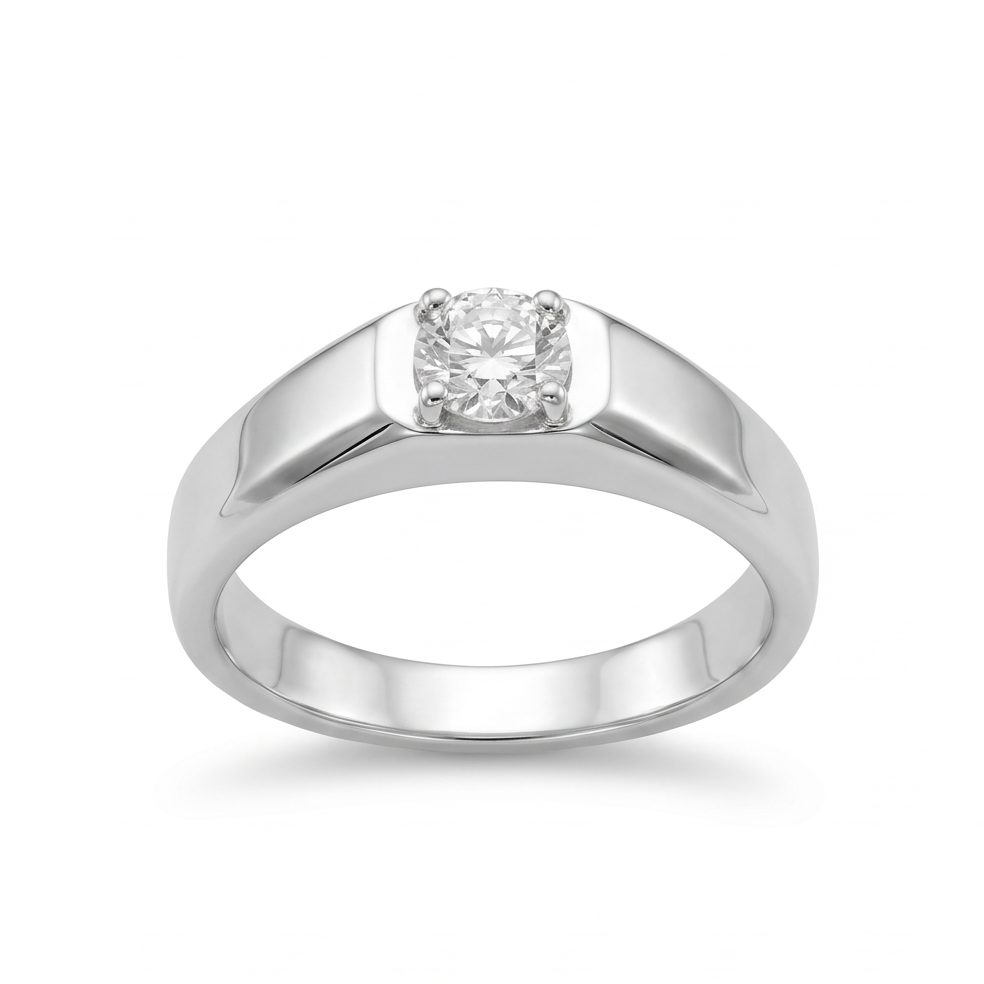 18KT Platinum 0.5 Carat Round Diamond Ring | Titali Design PTR111