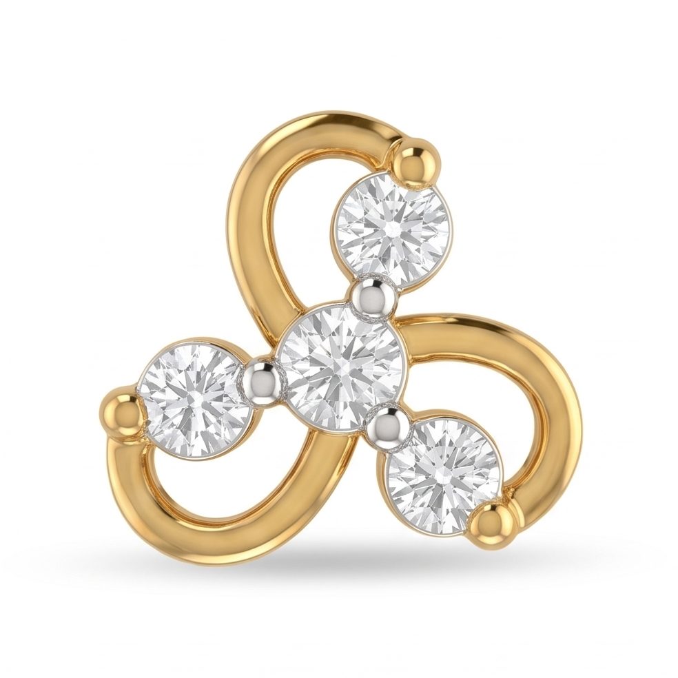 18KT Yellow Gold 0.07 Carat Round Diamond Nose Pin | Titali Design NPP-21270